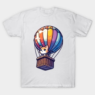 Kitten Lover Hot Air Balloon Ride Japanese Cat Humor T-Shirt